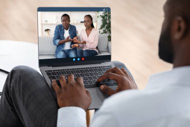 Evlilik Terapisti Siyah Çifte Danışmanlık Web Konferansı Bilgisayarda