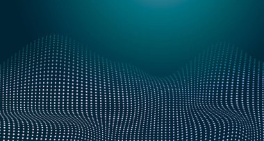 Teknoloji konsepti. Parlayan parçacıkların dijital dalgası ile soyut arkaplan, yaratıcı illüstrasyon,