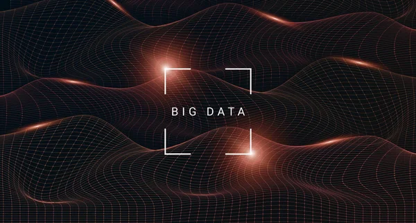 Plano de fundo da tecnologia de Big Data com ondas de malha abstratas, ilustração futurista — Fotografia de Stock