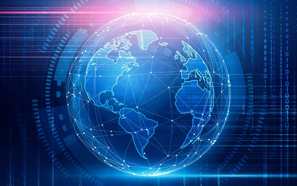 Globális hálózati kapcsolat. Creative Illustration Of Digital World Globe Absztrakt háttér felett — Stock Fotó