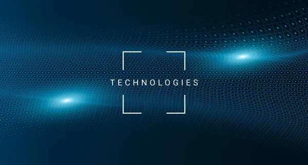 Abstract technology background with futuristic wireframe and framed technologies lettering — Stock Photo, Image