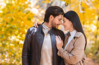 Romantik aşıklar birbirine aşk sözcükleri fısıldıyor.