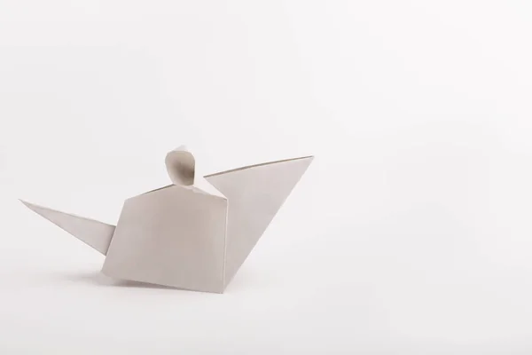 Origami rat en papier argenté sur fond blanc — Photo