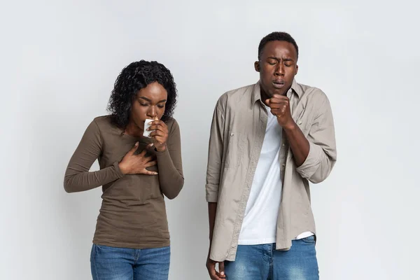 Sick African American Couple Suffering From Covid-19 Infection — Stock Photo, Image