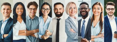 Çağdaş bir ofis ortamında, çeşitli iş profesyonellerinden oluşan bir grup işbirliği içinde yer alıyor. Çeşitli geçmiş ve uzmanlıkları temsil ederken güven ve birlik gösterirler..