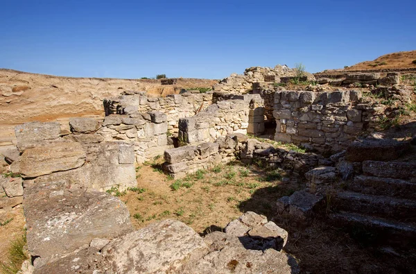 Excavaciones Del Antiguo Asentamiento Ninfeo Crimea Cerca Ciudad Kerch — Foto de Stock