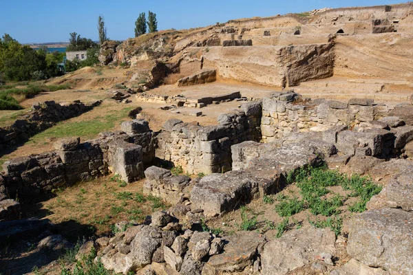 Excavaciones Del Antiguo Asentamiento Ninfeo Crimea Cerca Ciudad Kerch — Foto de Stock