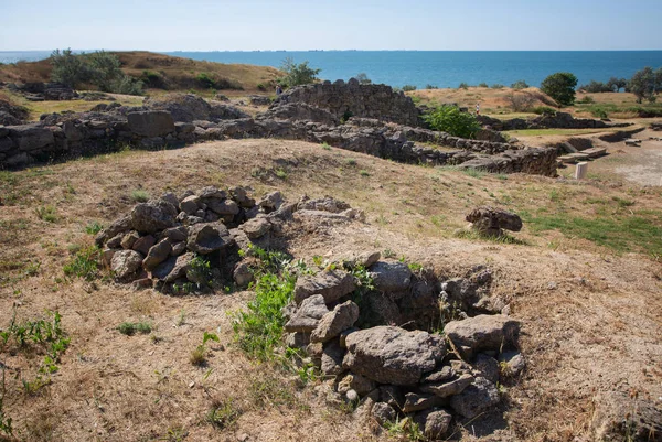 Excavaciones Del Antiguo Asentamiento Ninfeo Crimea Cerca Ciudad Kerch — Foto de Stock