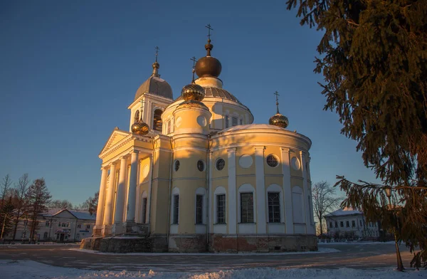 Cathedral Assumption Blessed Virgin Ancient Russian City Myshkin Beginning Winter — Stock Photo, Image