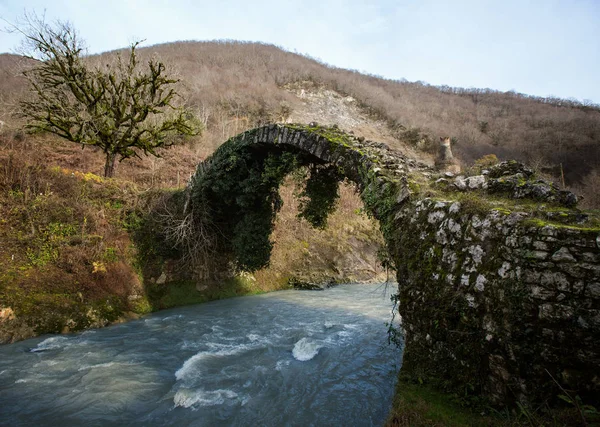 Besletsky Γέφυρα Την Εποχή Της Βασίλισσας Tamara Στην Αμπχαζία — Φωτογραφία Αρχείου