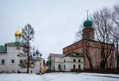 Rusya, Ustye Rostov Manastırı 'ndaki Borisoglebsky. Bir erkek Ortodoks manastırı. Tarih ve kültür abidesi.