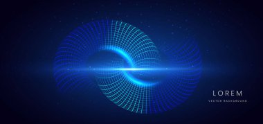 Teknoloji koyu arkaplanda mavi çizgiler çiziyor. Vektör illüstrasyonu