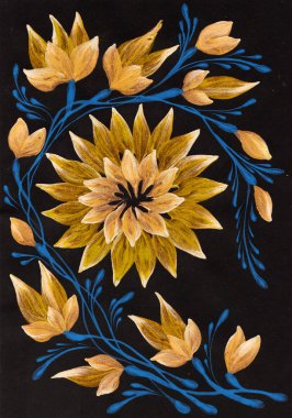 izole dekoratif parlak boyalı çiçek guaj boyalar