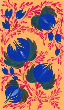 izole dekoratif parlak boyalı çiçek guaj boyalar