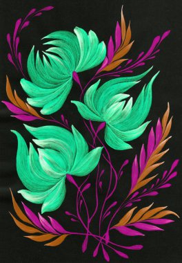 izole dekoratif parlak boyalı çiçek guaj boyalar