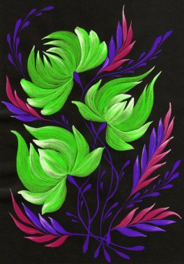 izole dekoratif parlak boyalı çiçek guaj boyalar