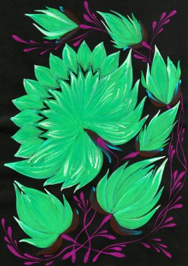 izole dekoratif parlak boyalı çiçek guaj boyalar