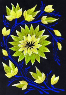 izole dekoratif parlak boyalı çiçek guaj boyalar