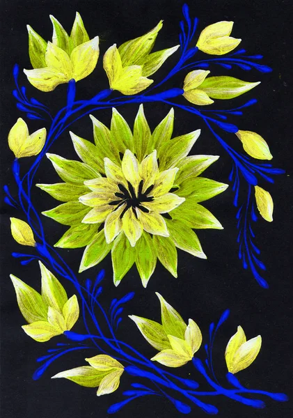 izole dekoratif parlak boyalı çiçek guaj boyalar