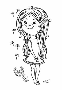 Vektör grafik bebek karakterleri, çizgi film karakteri, sevimli kız