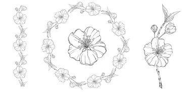 Bahar çiçekleriyle çiçekli grafik kompozisyonu