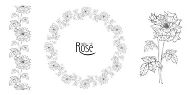 gül çiçekleri ve gül tomurcukları ile vektör çiçek aranjmanı