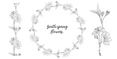 Bahar çiçekleri ile vektör çiçek kompozisyonu