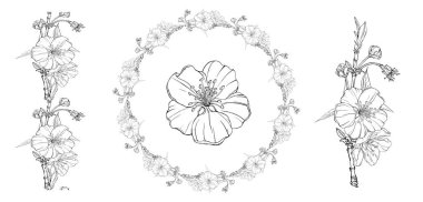 Bahar çiçekleriyle çiçekli grafik kompozisyonu