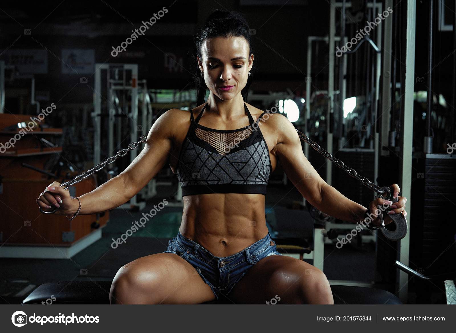 Young Fitness Girl Workout with Trainer in the Gym, Woman with Perfect  Muscular Body Stock Photo - Image of loss, legs: 98787830, long legs  exercise 