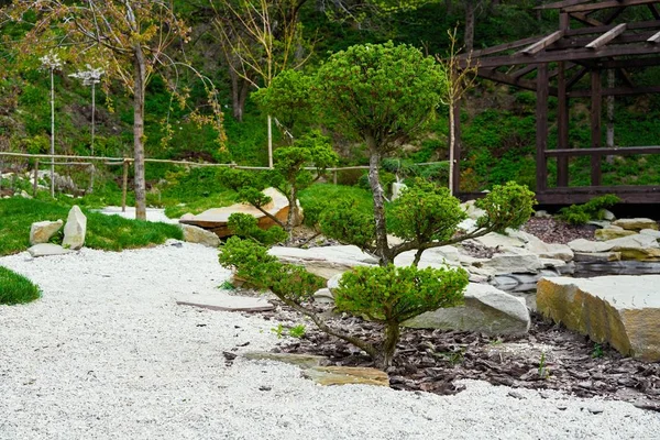Giardino Zen Con Erba Verde — Foto Stock