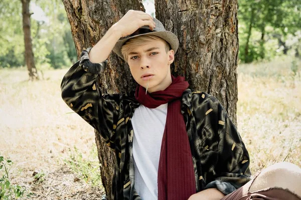 Stylish Young Man Posing Outdoors — Stock Photo, Image