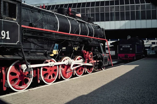 Viejo Tren Locomotora Estación — Foto de Stock