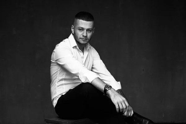 Studio Portrait Handsome Young Caucasian Man — Stock Photo, Image