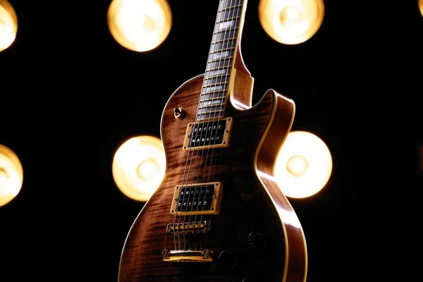 Close View Beautiful Wood Electric Guitar — Stok Foto
