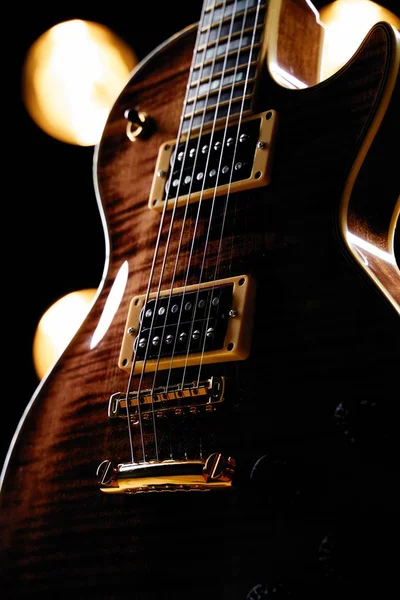 Close View Beautiful Wooden Electric Guitar — Stock Photo, Image