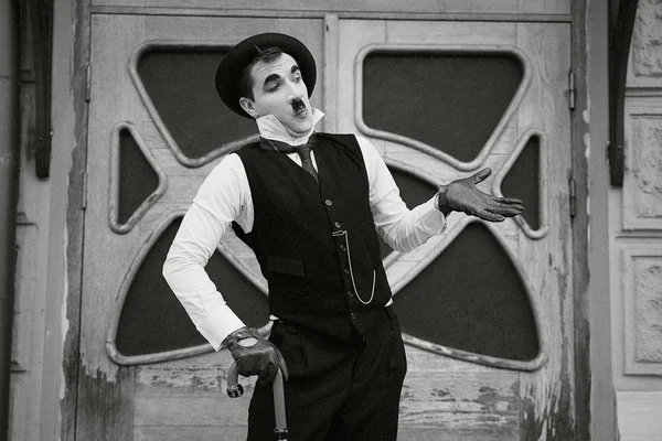 Portrait Male Mime Artist Street — Stock Photo, Image