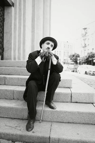 Portrait Male Mime Artist Street — Stock Photo, Image