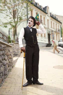 sokakta erkek Mime sanatçının portresi