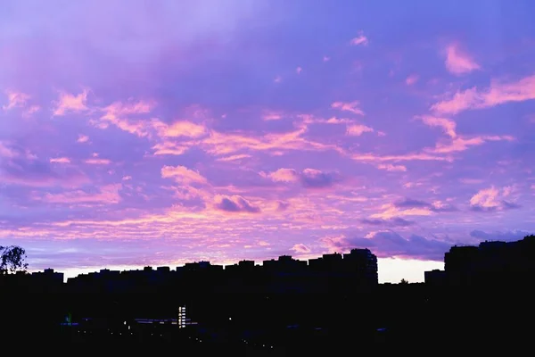 Vacker Himmel Med Moln Vid Solnedgången — Stockfoto