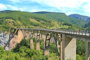 Monteneg'deki Tara Nehri'nin kanyonundaki Dzhurdzhevich köprüsü