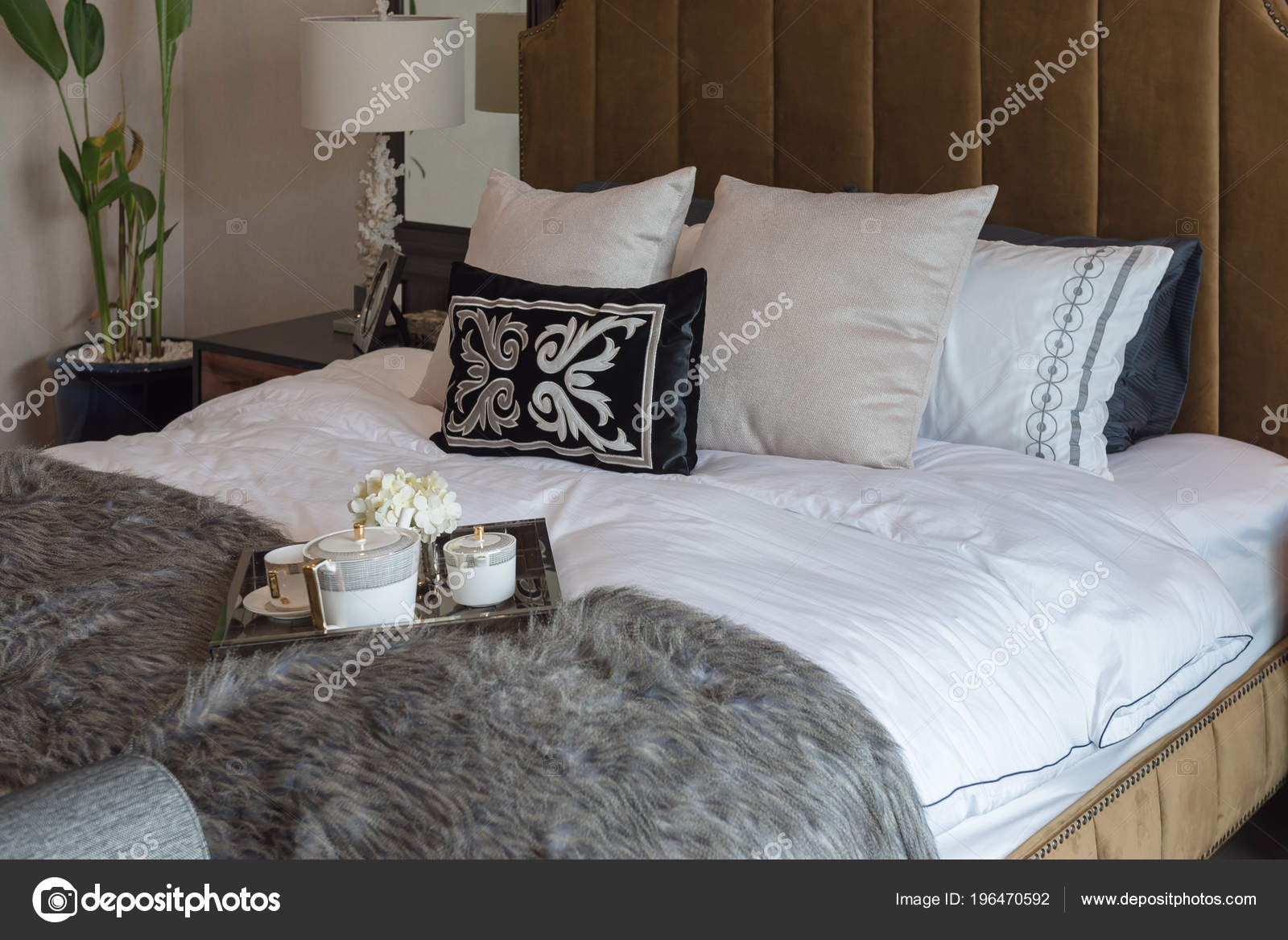 Set Coffee Cup Tray Classic Master Bedroom Style Interior