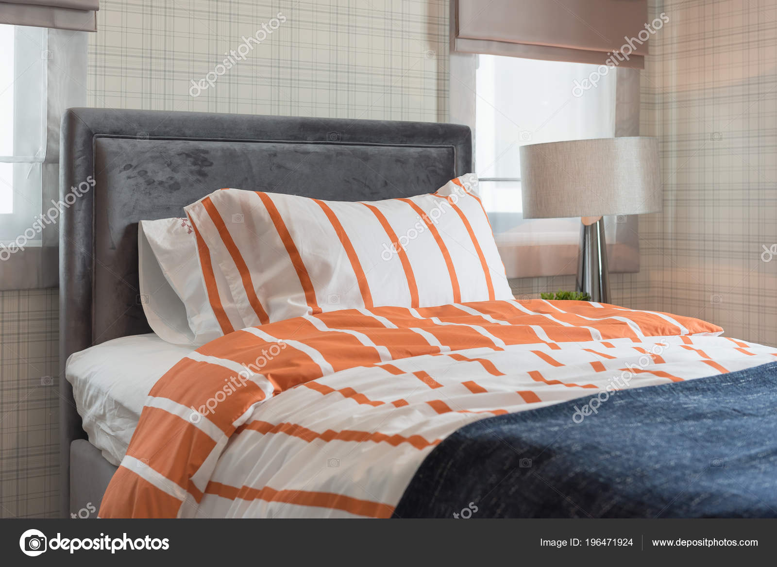 Black And Orange Bedroom Design Single Bed Modern Bedroom