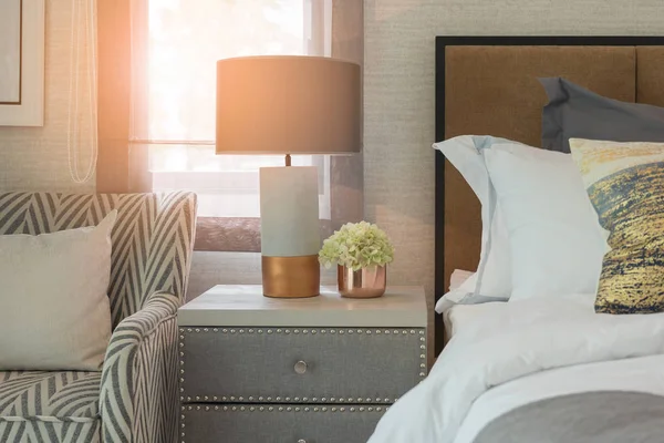 Classic Bedroom Style Cozy Sofa Pillow Interior Design Concept — Stock Photo, Image