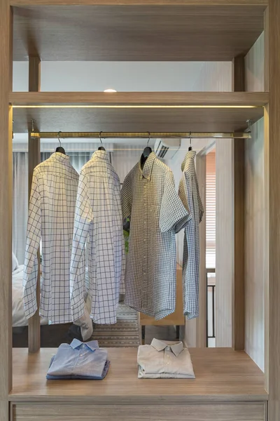 Clothes Hanging Rail Modern Wardrobe Interior Design Concept — Stock Photo, Image