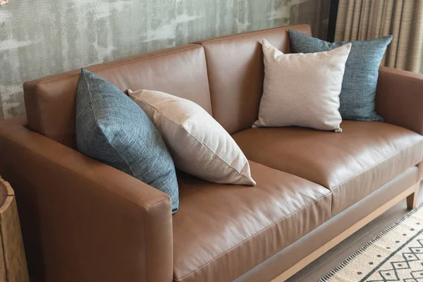 经典客厅风格 经典的沙发和枕头 室内设计概念 — 图库照片