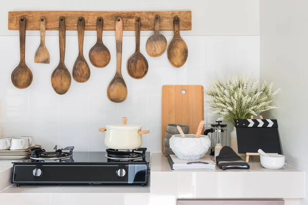 Cocina Estilo Moderno Con Horno Mostrador Concepto Decoración Interior —  Fotos de Stock