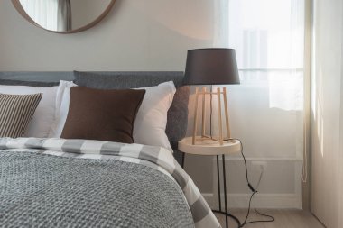 yastık yatak, iç tasarım konsepti tasarım kümesi ile modern yatak odası
