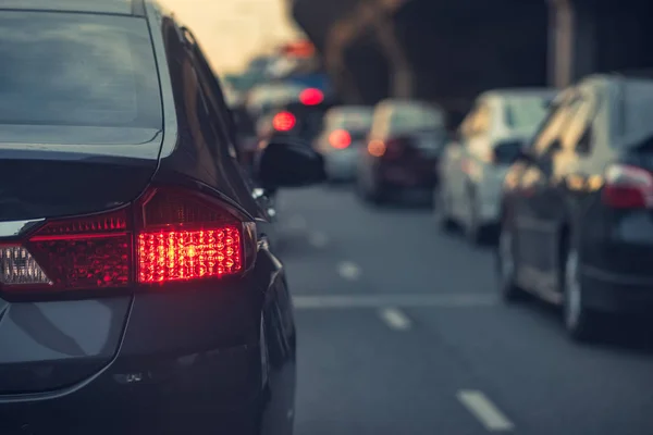 Dopravní Zácpa Řadou Aut Mýtné Způsobem Rush Hour Styl Vintage — Stock fotografie