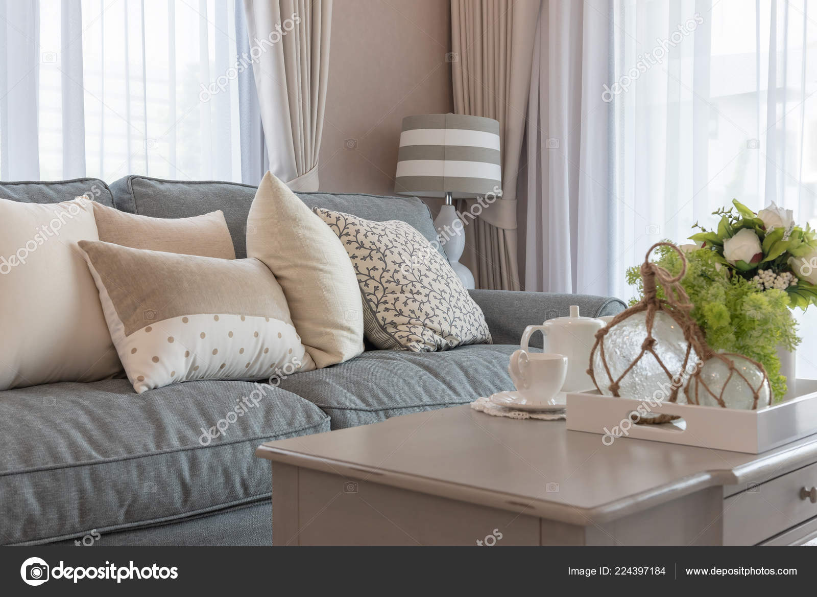 Classic Living Room Style Elegance Sofa Set Pillows Interior