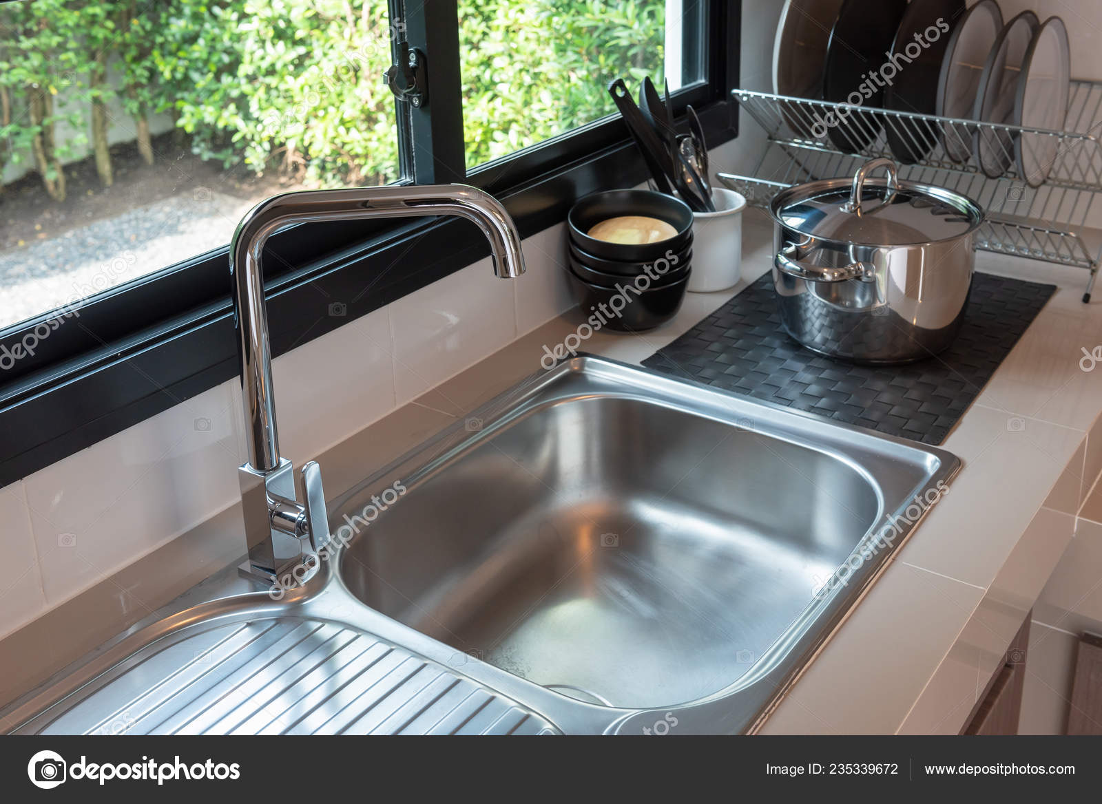 Sink Faucet Kitchen Room Modern Counter Sink Kitchen Room Interior Stock Photo Image By Khongkitwiriyachan 235339672